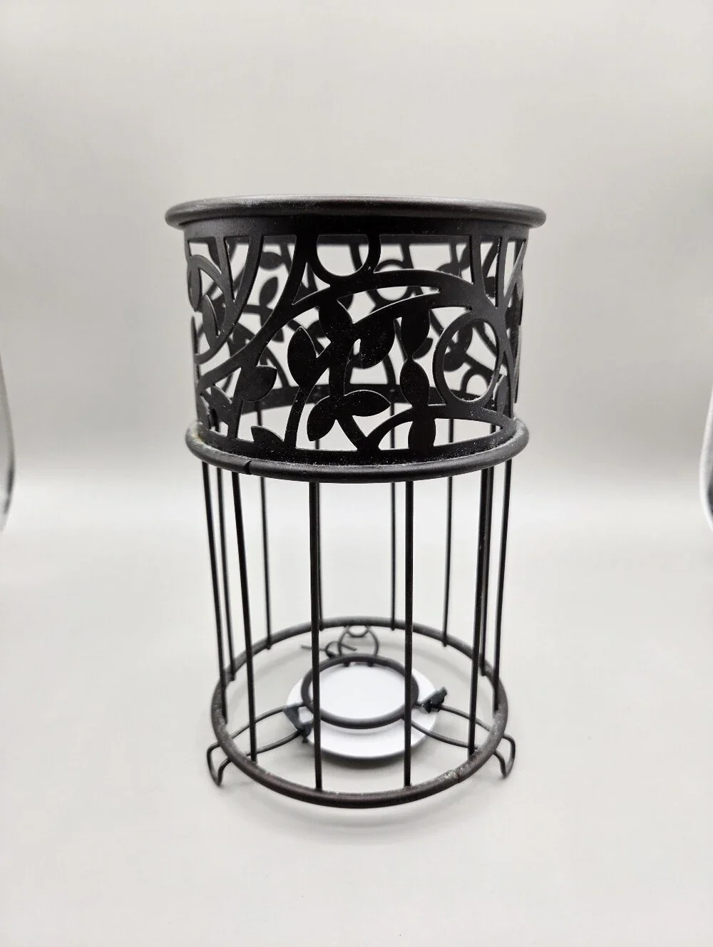 Inter Design - Decorative Brown Metal Candle Lantern, Cut-out Pattern, NWT